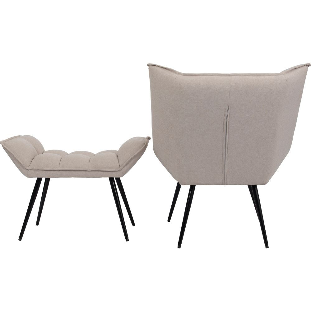 Product photograph of Libra Interiors Chrishall Occasional Chair With Footstool In Oatmeal Fabric from Olivia's.