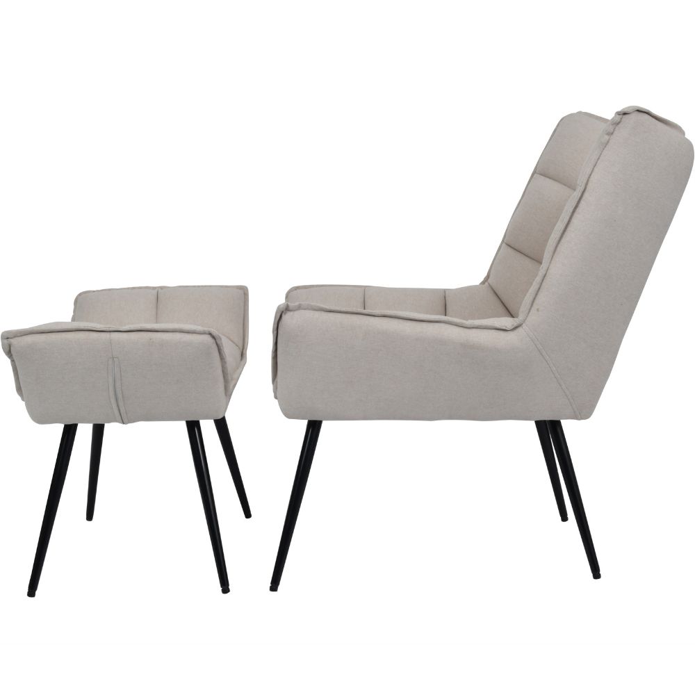 Product photograph of Libra Interiors Chrishall Occasional Chair With Footstool In Oatmeal Fabric from Olivia's.