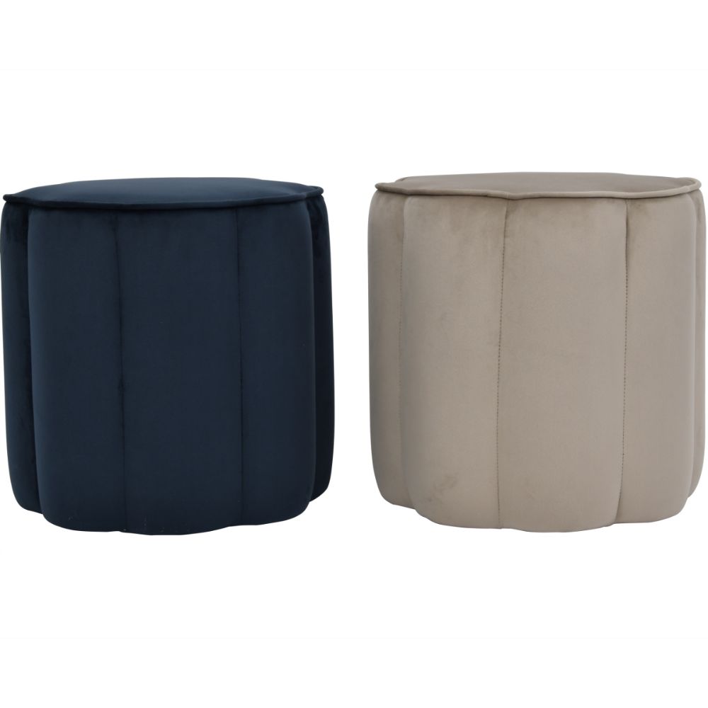 Product photograph of Libra Interiors Scallop Footstool In Royal Blue Velvet from Olivia's.