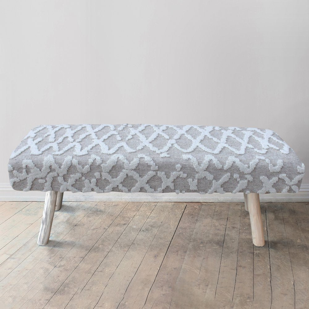 Product photograph of Libra Interiors Canna Knitted Bench In Beige Ivory from Olivia's.