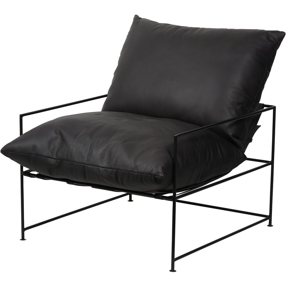 Libra Interiors Kenton Leather Occasional Chair In Black Leather
