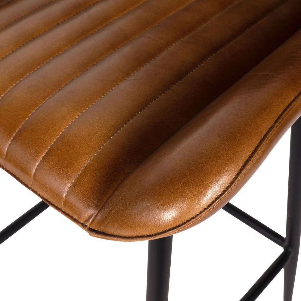 Product photograph of Libra Interiors Pair Of Pembroke Leather Bar Stools In Cognac from Olivia's.