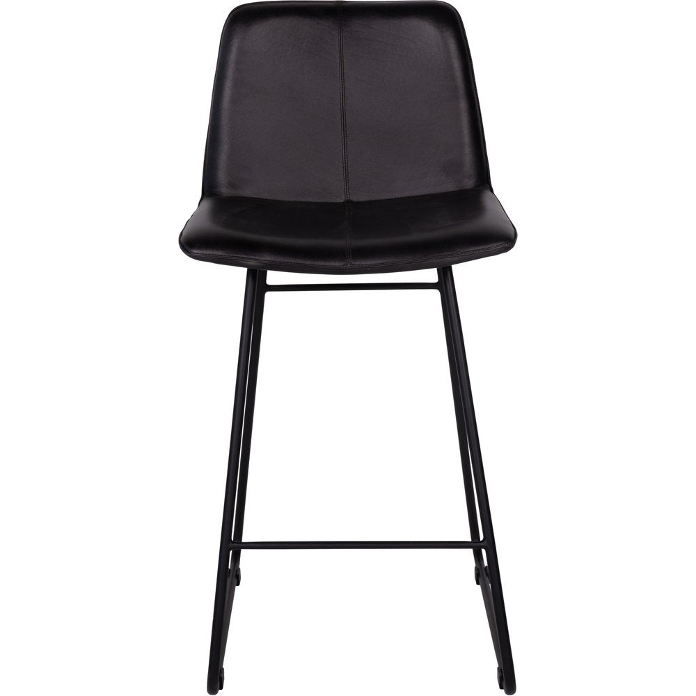 Product photograph of Libra Interiors Pair Of Robinson Leather Bar Stools In Charcoal from Olivia's.