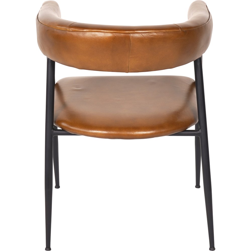 Product photograph of Libra Interiors Pair Of Churchill Leather Dining Chairs In Cognac from Olivia's.