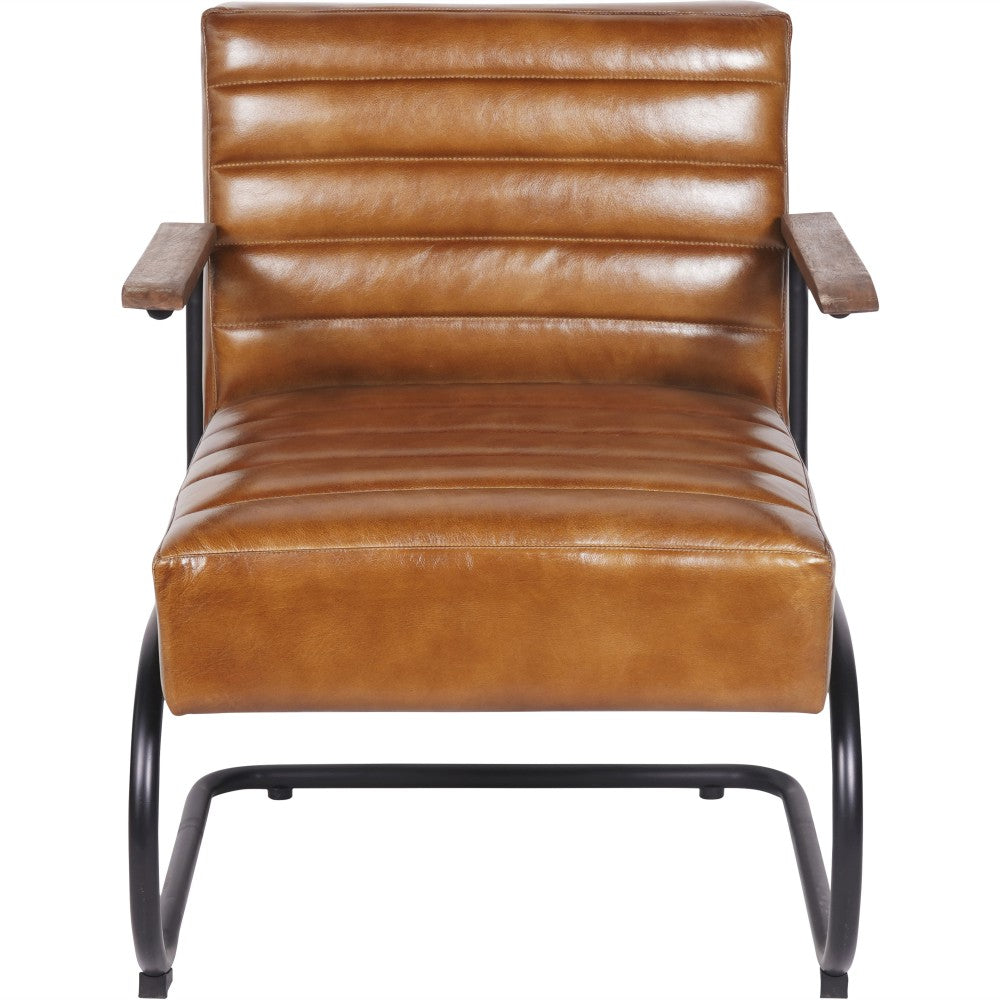 Product photograph of Libra Interiors Henrick Occasional Leather Chair In Cognac from Olivia's.