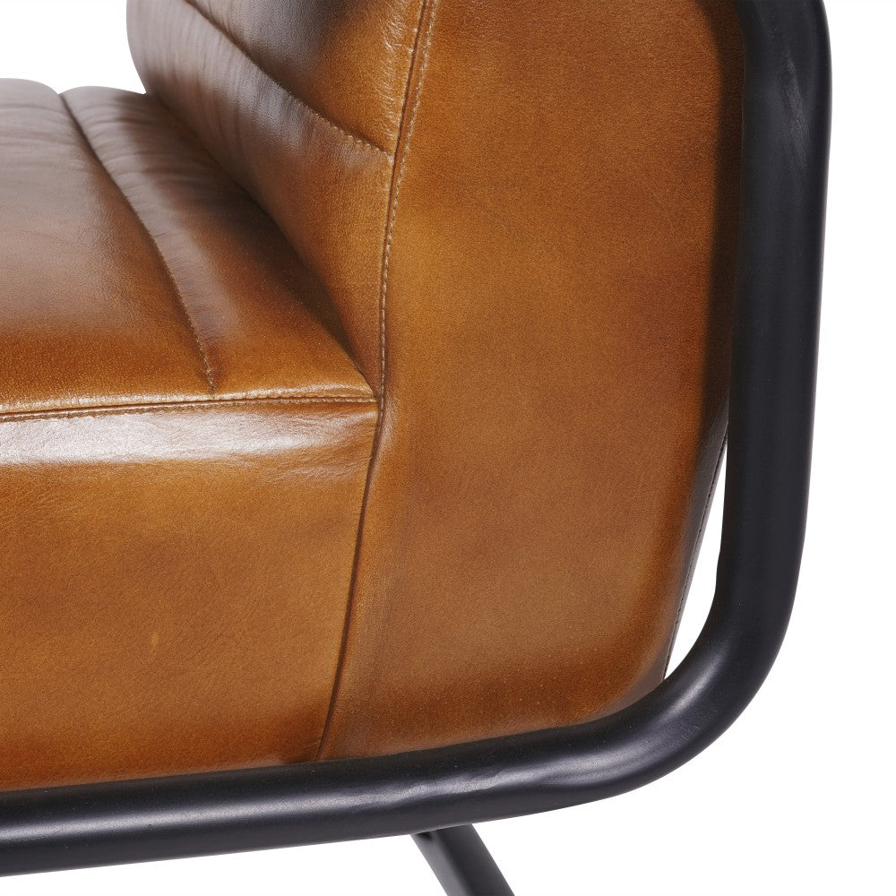 Product photograph of Libra Interiors Henrick Occasional Leather Chair In Cognac from Olivia's.