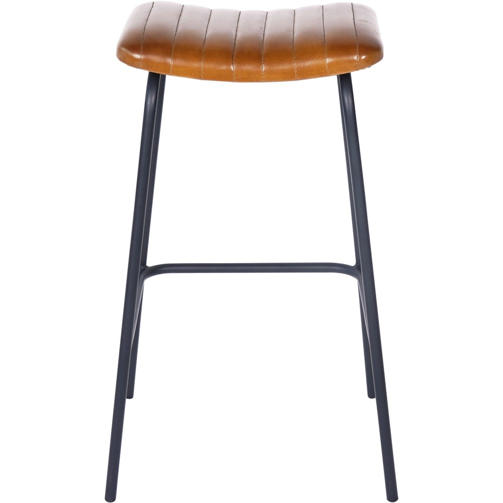 Product photograph of Libra Interiors Pair Of Arthur Leather Bar Stools In Cognac from Olivia's.