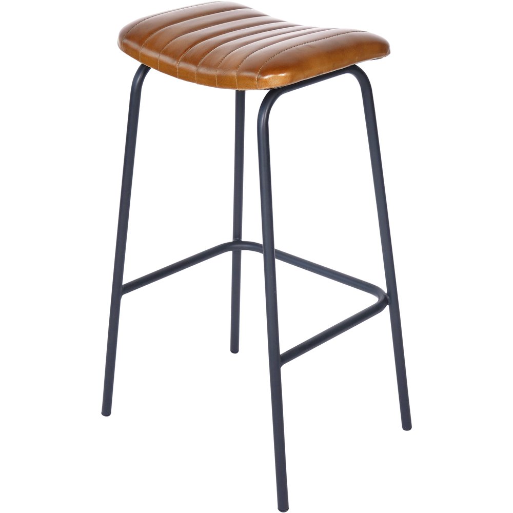 Product photograph of Libra Interiors Pair Of Arthur Leather Bar Stools In Cognac from Olivia's.