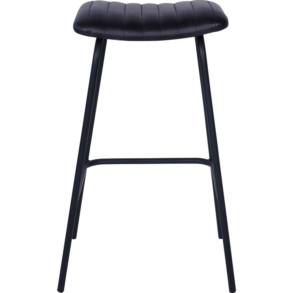 Product photograph of Libra Interiors Pair Of Arthur Leather Bar Stools In Charcoal from Olivia's