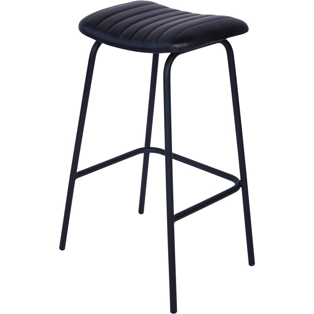 Product photograph of Libra Interiors Pair Of Arthur Leather Bar Stools In Charcoal from Olivia's.