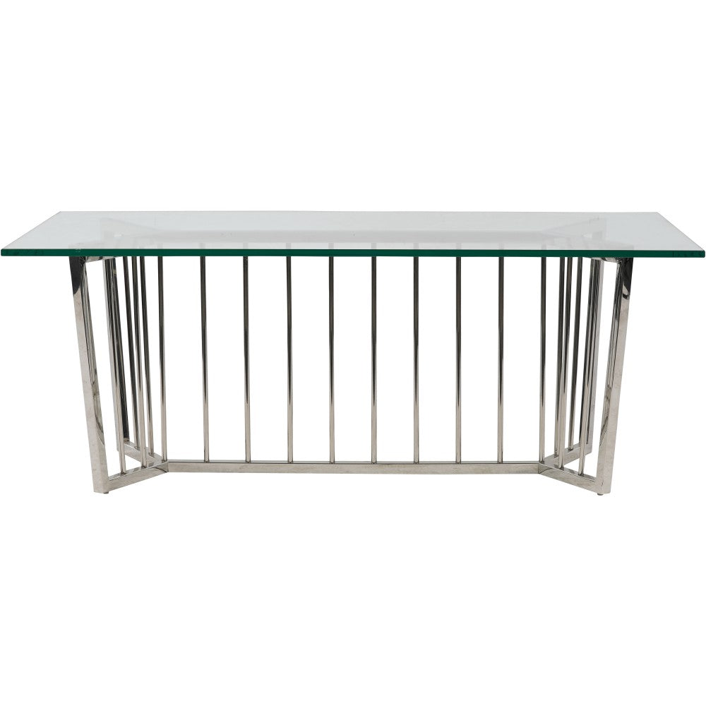 Product photograph of Libra Interiors Abington Stainless Steel Frame And Clear Rectangular Coffee Table from Olivia's