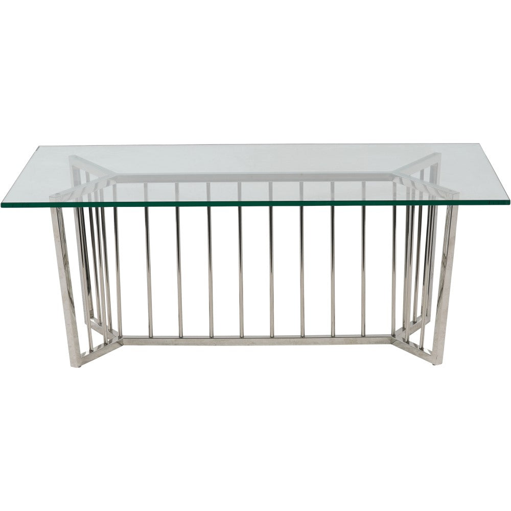 Product photograph of Libra Interiors Abington Stainless Steel Frame And Clear Rectangular Coffee Table from Olivia's.