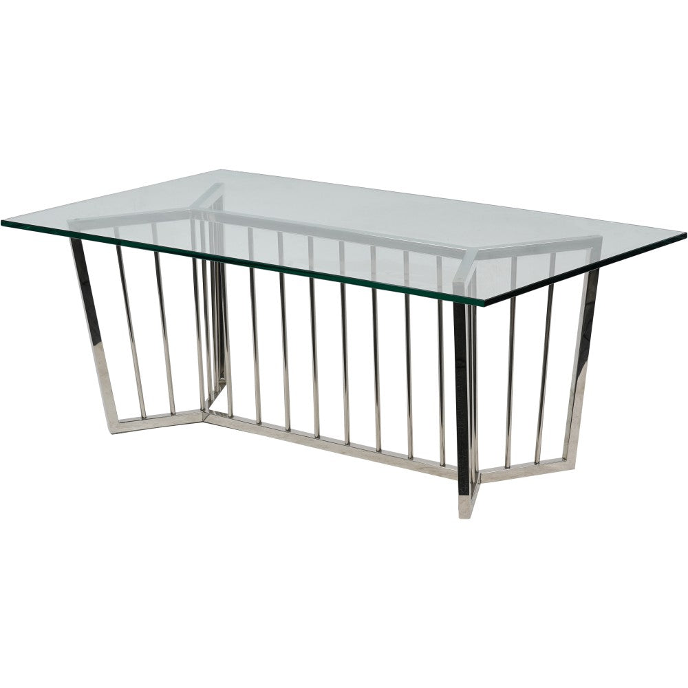 Product photograph of Libra Interiors Abington Stainless Steel Frame And Clear Rectangular Coffee Table from Olivia's.