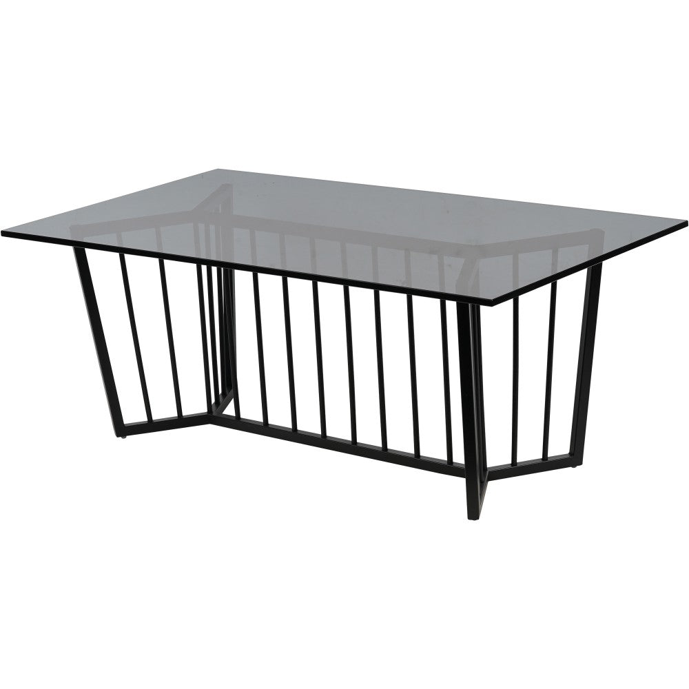 Product photograph of Libra Interiors Abington Black Frame And Tinted Glass Rectangular Coffee Table from Olivia's.