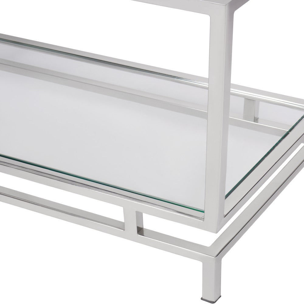 Product photograph of Libra Interiors Abington Stainless Steel Frame And Clear Large Display Unit from Olivia's.