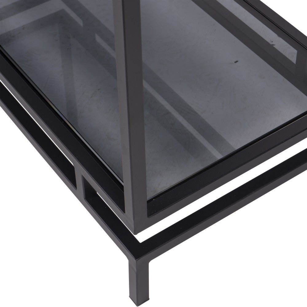 Product photograph of Libra Interiors Abington Black Frame And Tinted Glass Large Display Unit from Olivia's.