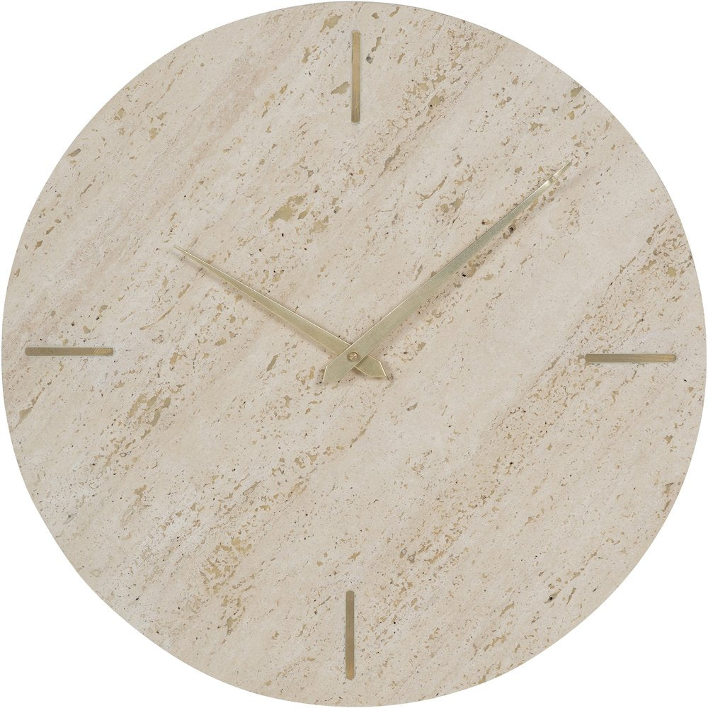 Libra Interiors Light Travertine Marble Wall Clock Outlet