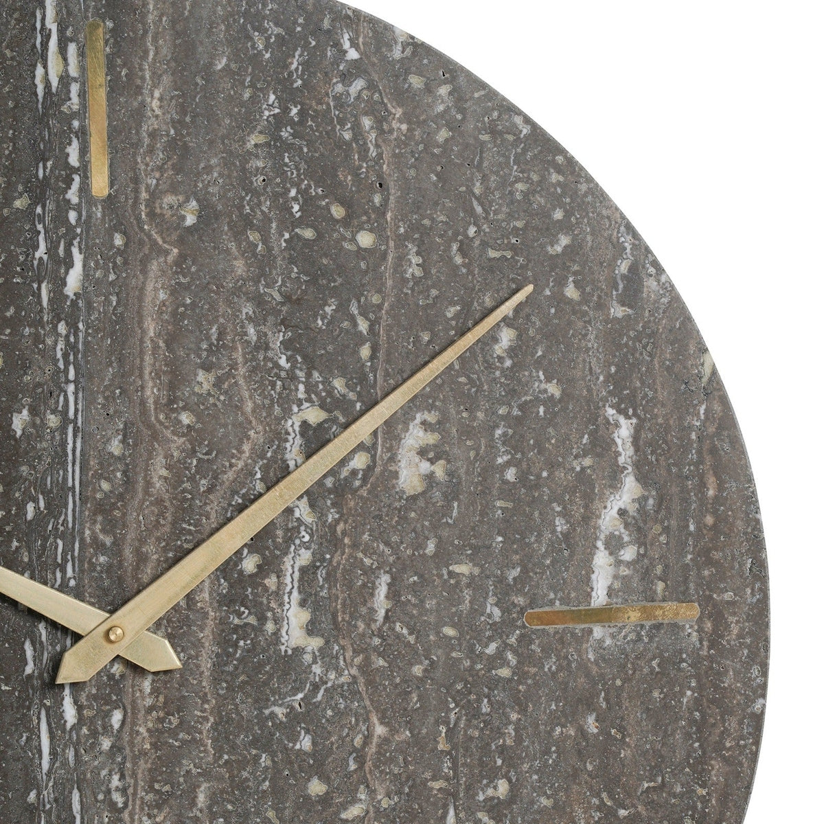 Product photograph of Libra Interiors Dark Travertine Marble Wall Clock from Olivia's.