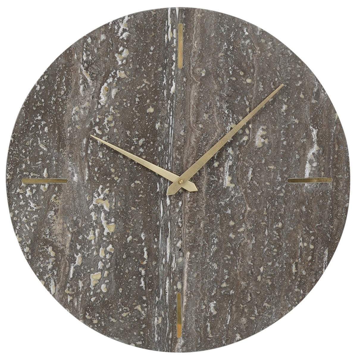 Product photograph of Libra Interiors Dark Travertine Marble Wall Clock from Olivia's