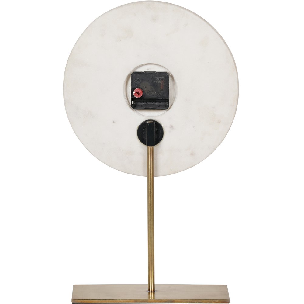 Product photograph of Libra Interiors White Marble Mantle Clock On Gold Stand from Olivia's.