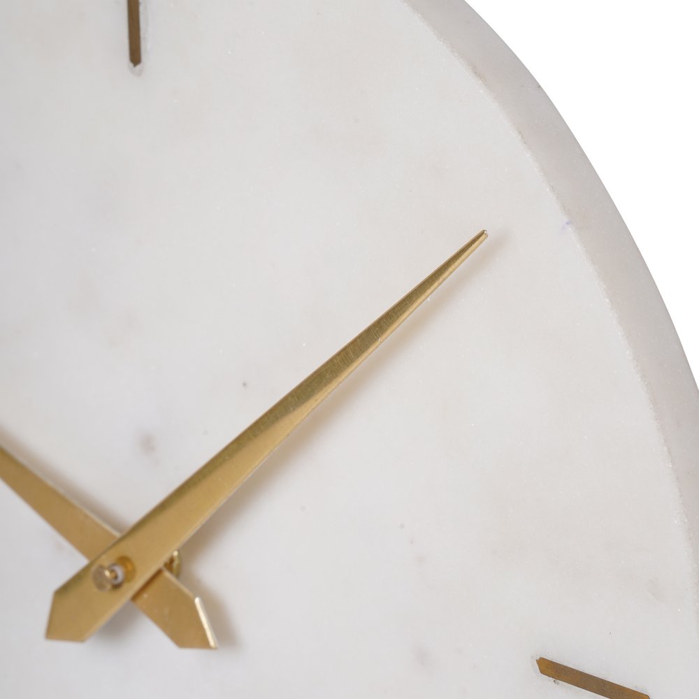 Product photograph of Libra Interiors White Marble Mantle Clock On Gold Stand from Olivia's.