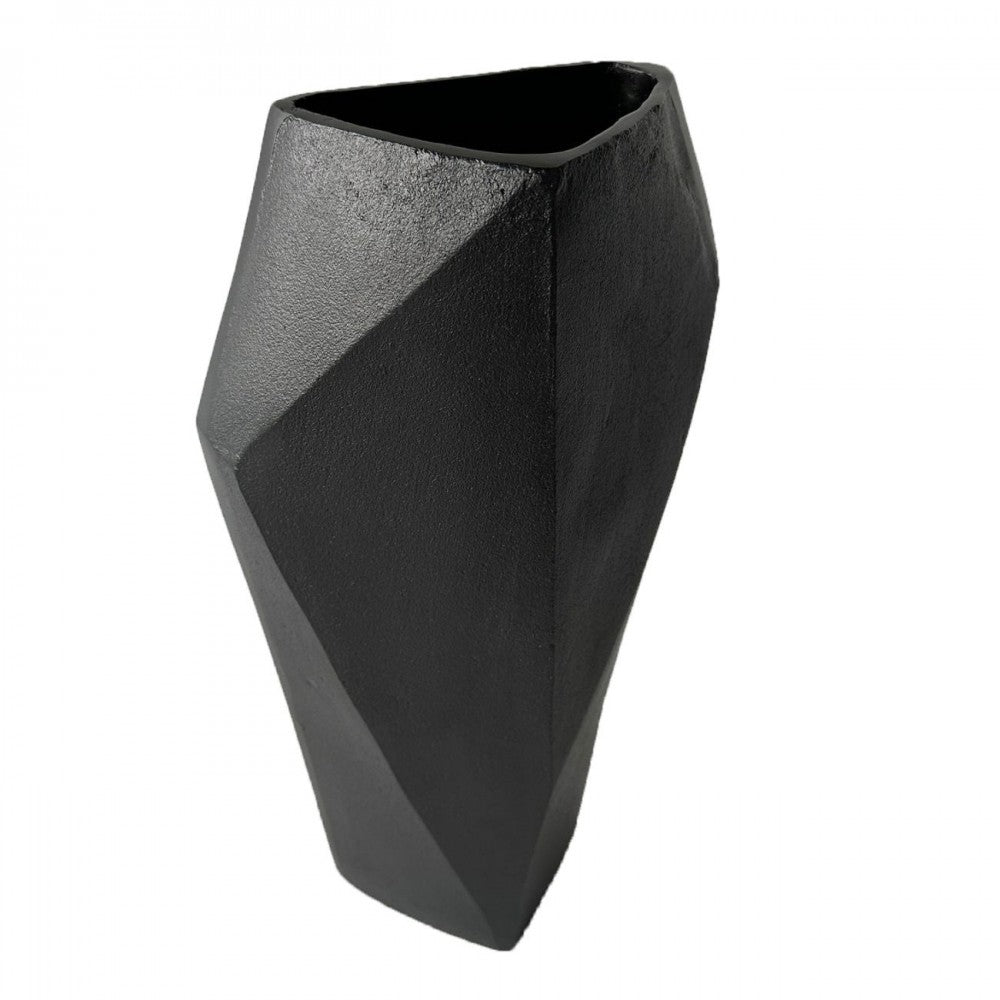 Product photograph of Libra Interiors Cast Aluminium Faceted Vase In Black from Olivia's