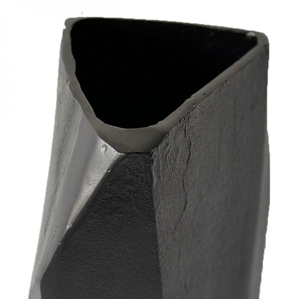 Product photograph of Libra Interiors Cast Aluminium Faceted Vase In Black from Olivia's.