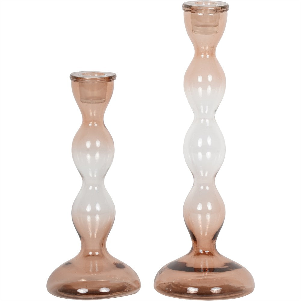Product photograph of Libra Interiors Bobble Candlestick Pink Ombre Small from Olivia's.