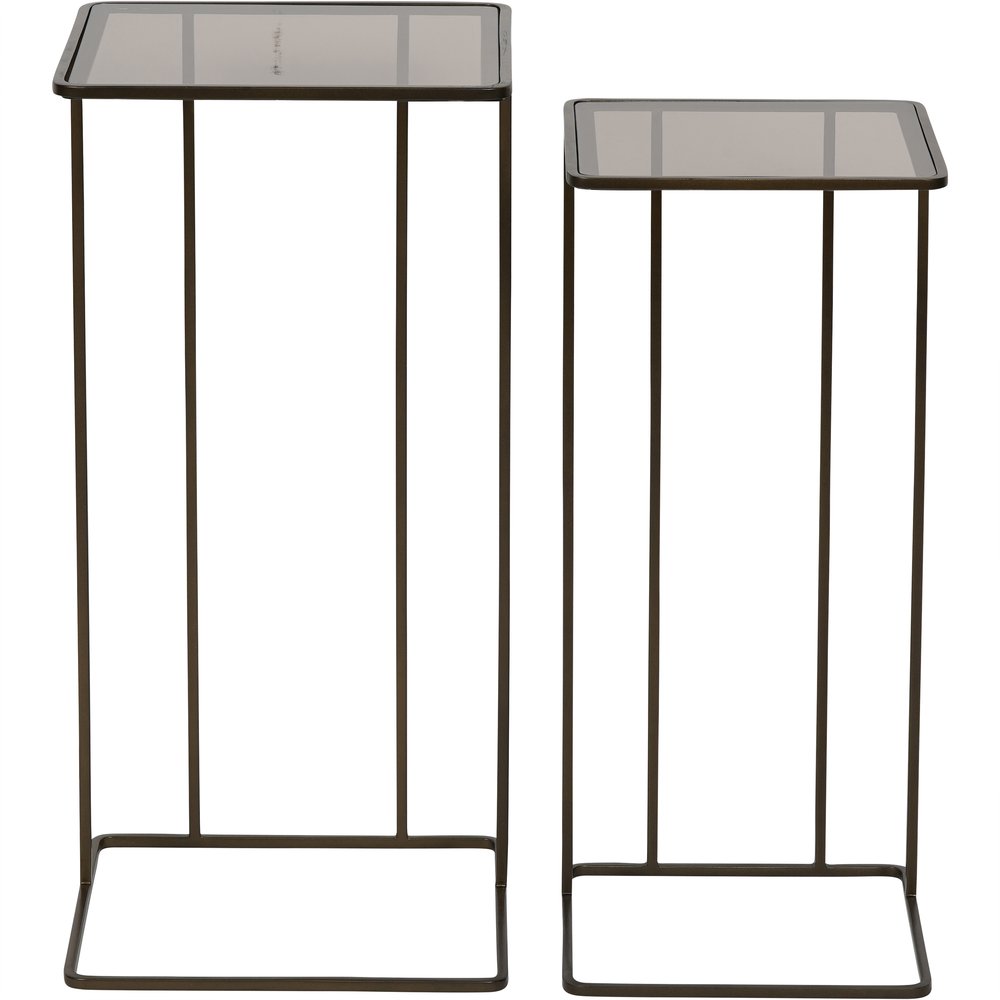 Product photograph of Libra Interiors Salzburg Set Of 2 Glass And Metal Side Tables from Olivia's.