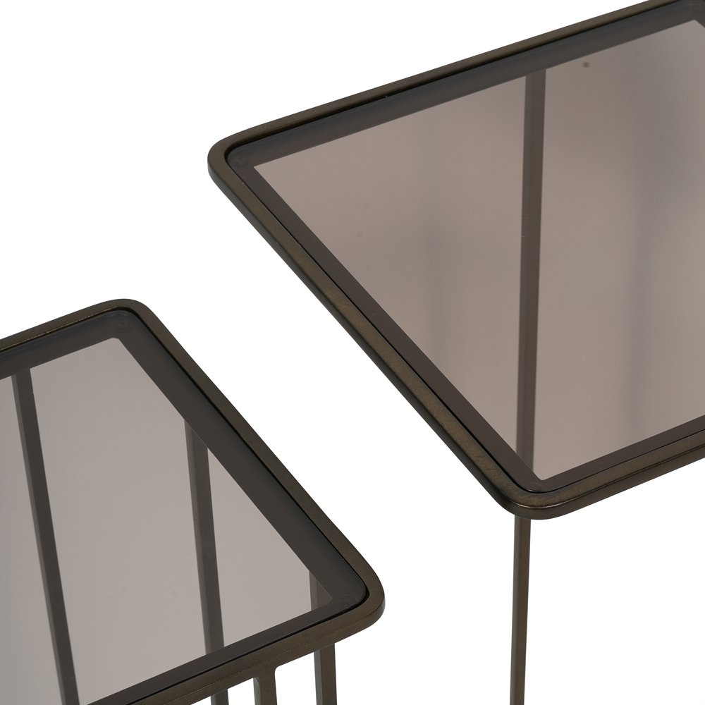 Product photograph of Libra Interiors Salzburg Set Of 2 Glass And Metal Side Tables from Olivia's.