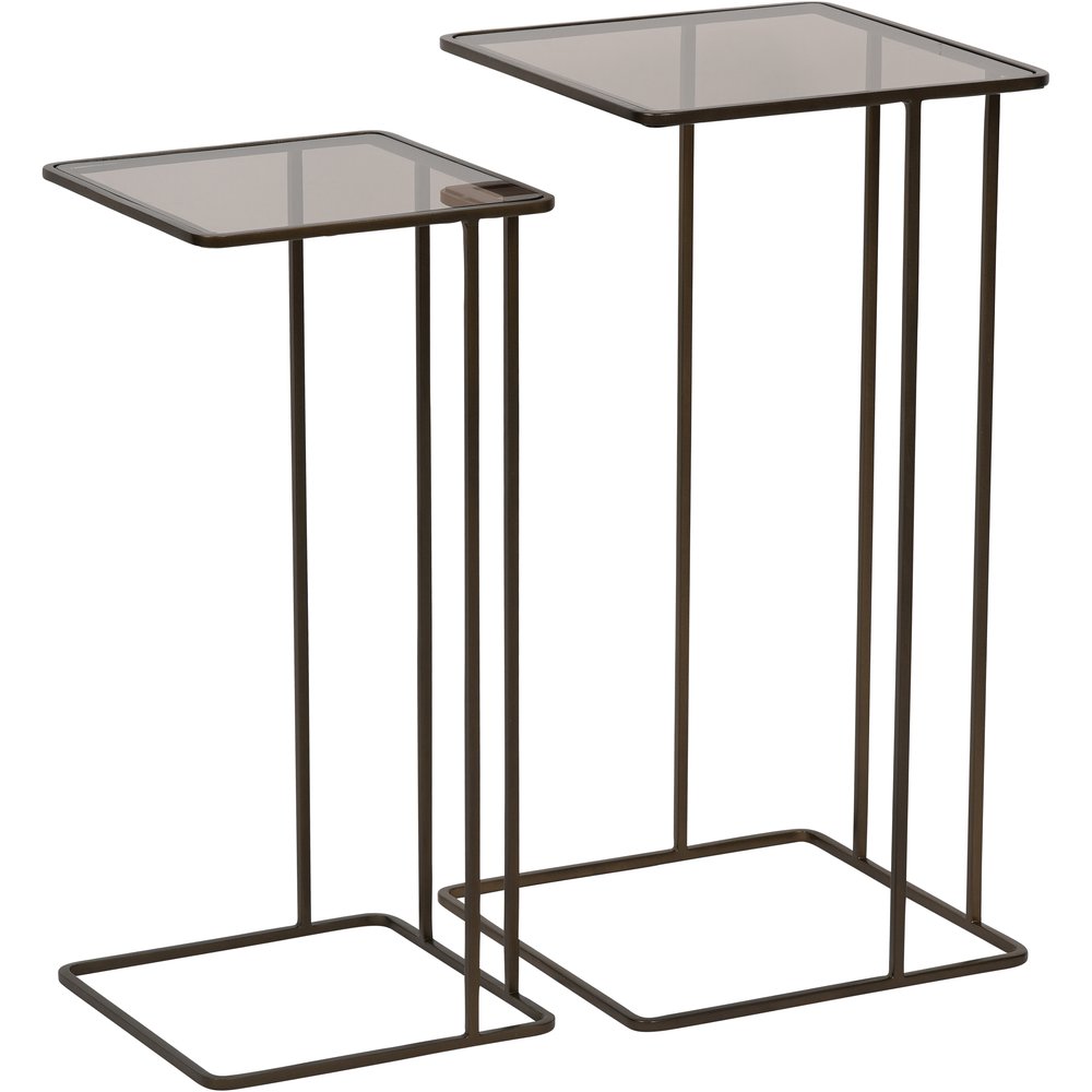 Product photograph of Libra Interiors Salzburg Set Of 2 Glass And Metal Side Tables from Olivia's