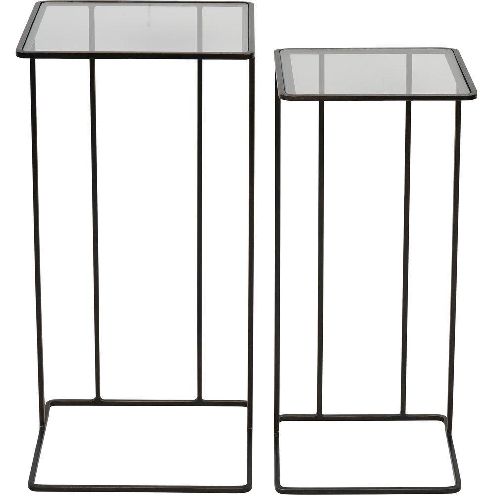 Libra Interiors Linz Set Of 2 Glass And Metal Side Tables