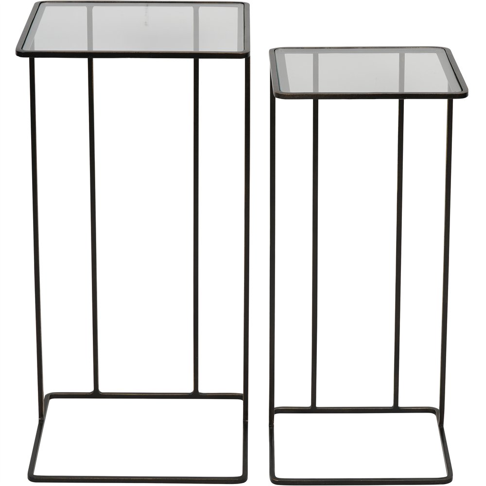 Product photograph of Libra Interiors Linz Set Of 2 Glass And Metal Side Tables from Olivia's