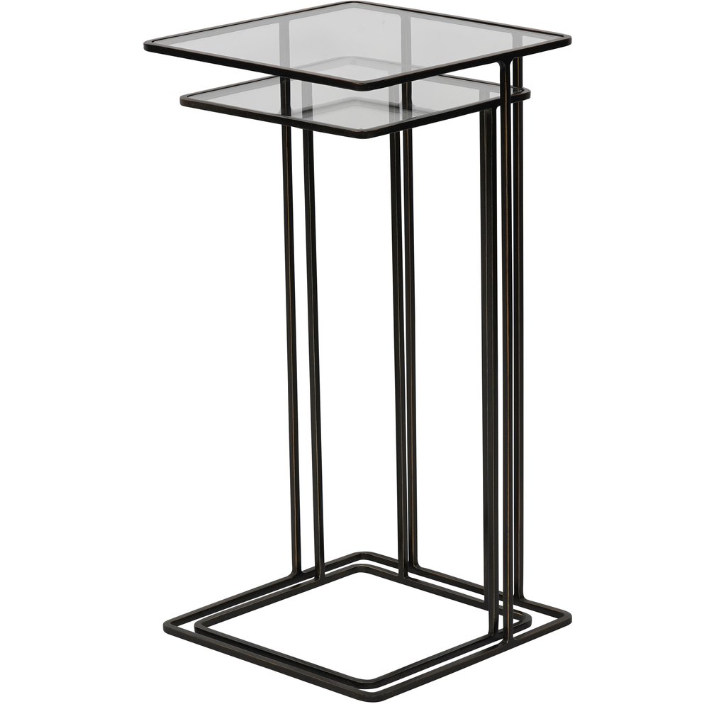 Product photograph of Libra Interiors Linz Set Of 2 Glass And Metal Side Tables from Olivia's.
