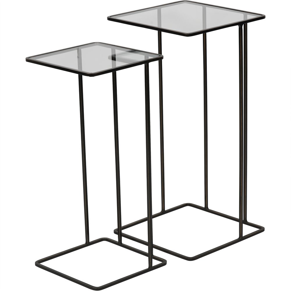 Product photograph of Libra Interiors Linz Set Of 2 Glass And Metal Side Tables from Olivia's.