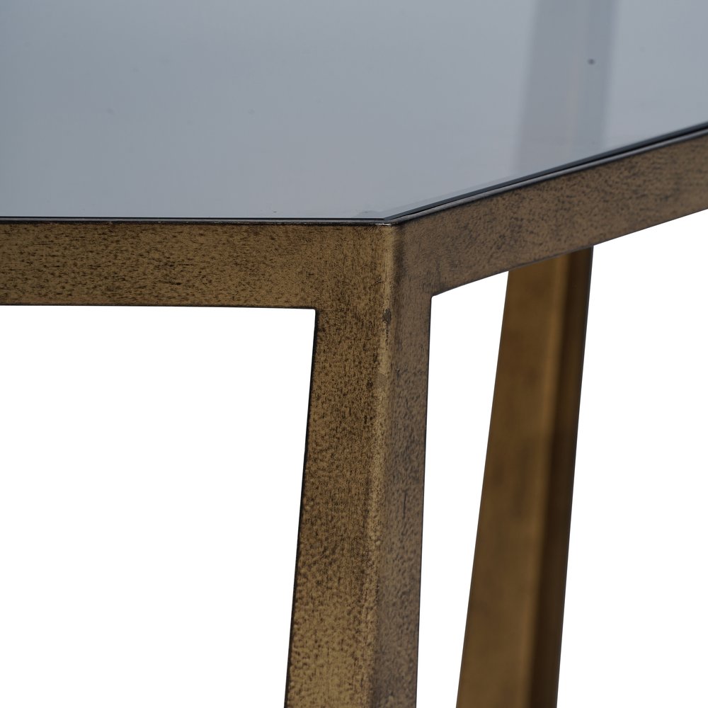 Product photograph of Libra Interiors Catalan Champagne And Smoked Glass Side Table from Olivia's.