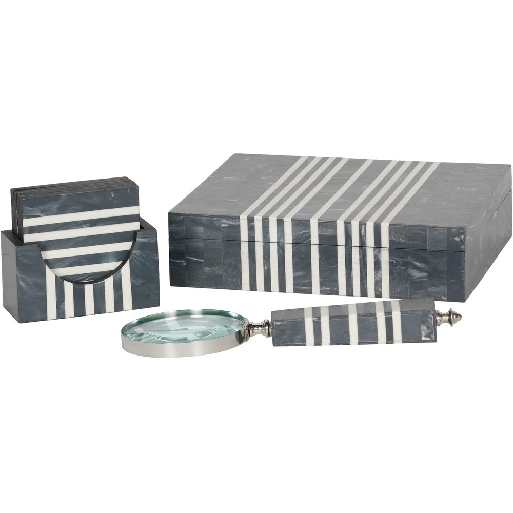 Product photograph of Libra Interiors Peebles Grey And White Storage Box With Lid from Olivia's.