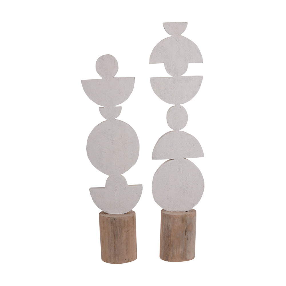 Product photograph of Libra Interiors Totem Sculpture On Stand White Small from Olivia's.