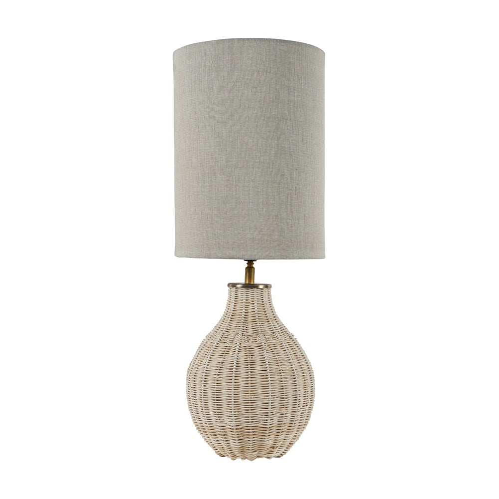 Product photograph of Libra Interiors Natural Rattan Lamp With Drum Shade Small from Olivia's