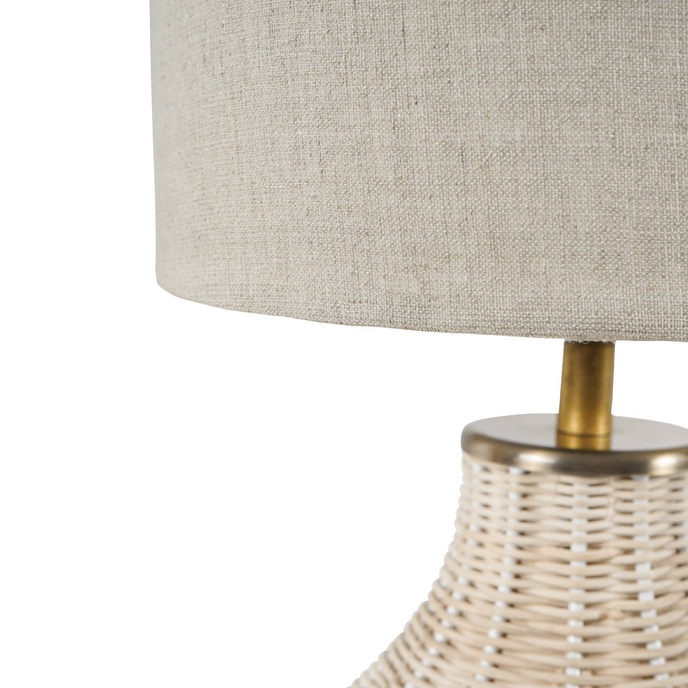 Product photograph of Libra Interiors Natural Rattan Lamp With Drum Shade Small from Olivia's.