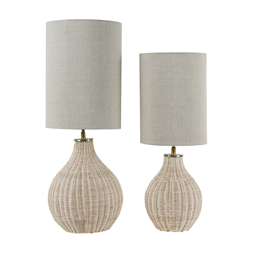 Product photograph of Libra Interiors Natural Rattan Lamp With Drum Shade Small from Olivia's.