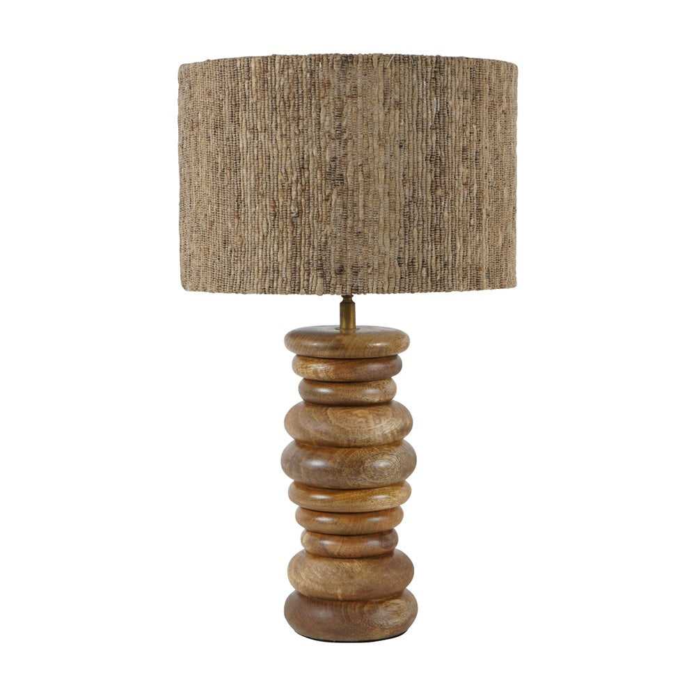 Libra Interiors Leon Solid Wood Table Lamp With Silk Jute Shade Large
