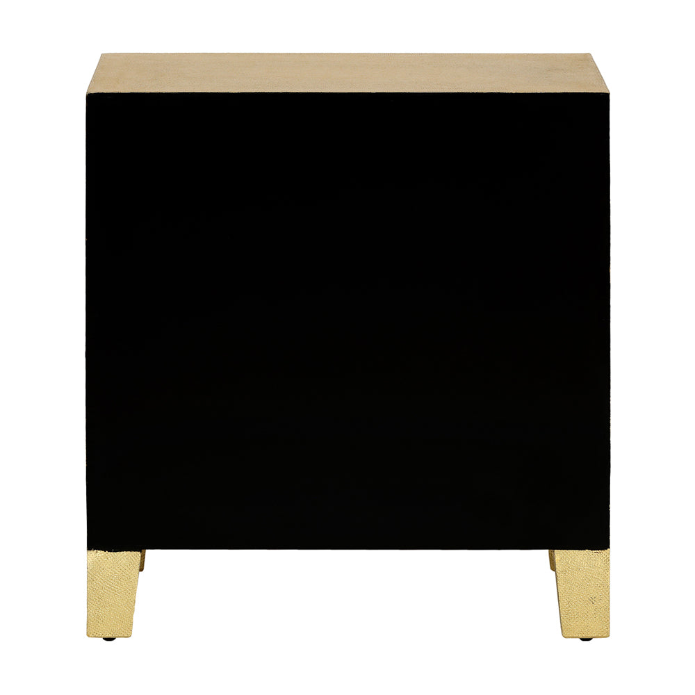 Product photograph of Libra Interiors Coco Gold Embossed Metal 2 Drawer Bedside Table from Olivia's.