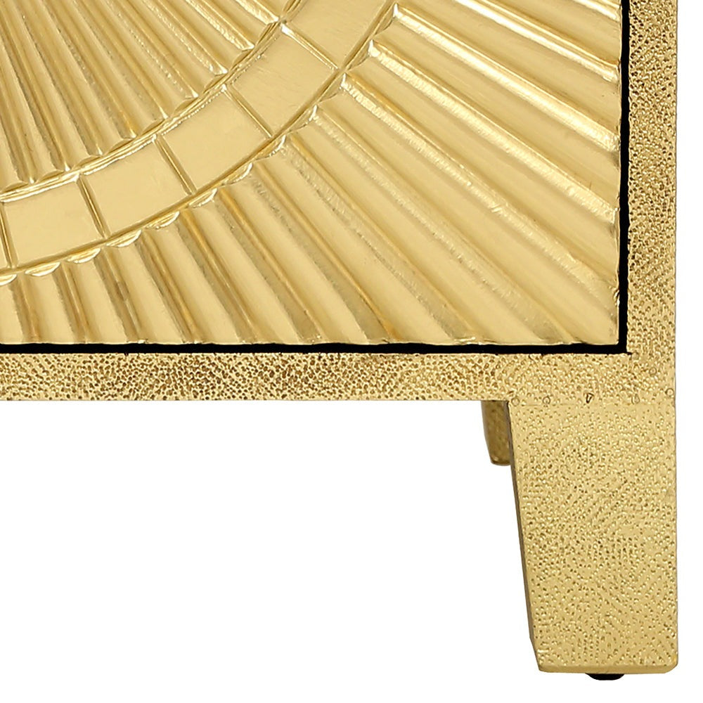 Product photograph of Libra Interiors Coco Gold Embossed Metal 2 Drawer Bedside Table from Olivia's.