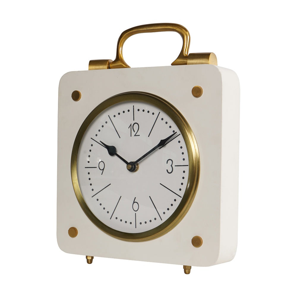 Product photograph of Libra Interiors Kimberley Cream Gold Mantel Clock from Olivia's