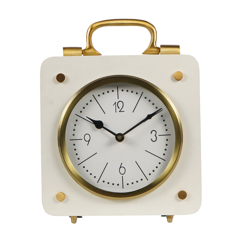 Product photograph of Libra Interiors Kimberley Cream Gold Mantel Clock from Olivia's.