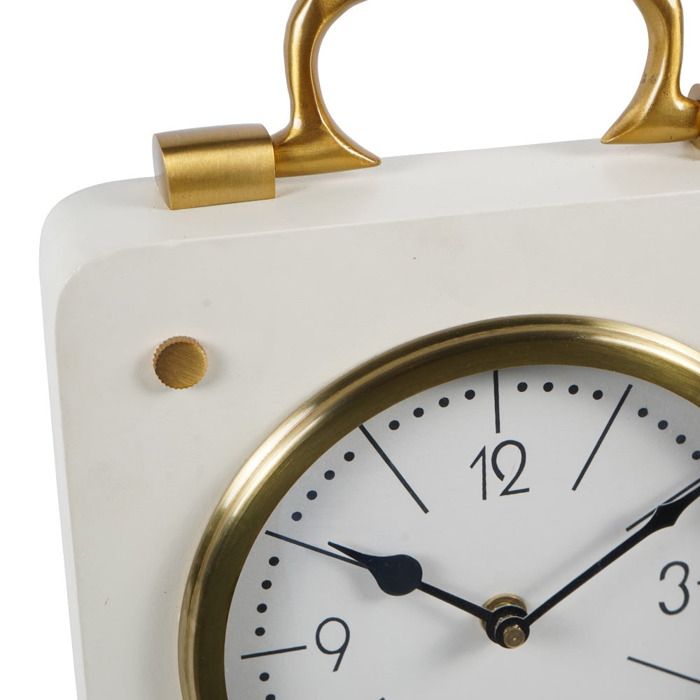 Product photograph of Libra Interiors Kimberley Cream Gold Mantel Clock from Olivia's.