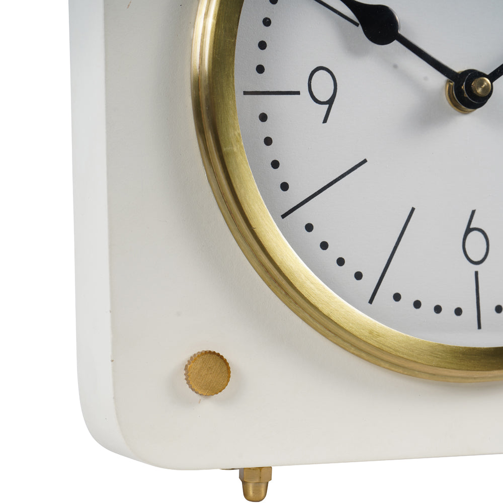 Product photograph of Libra Interiors Kimberley Cream Gold Mantel Clock from Olivia's.