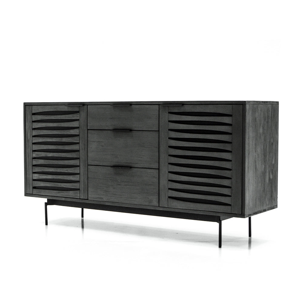 Product photograph of Libra Interiors Bronks Black Acacia Wood Sideboard from Olivia's