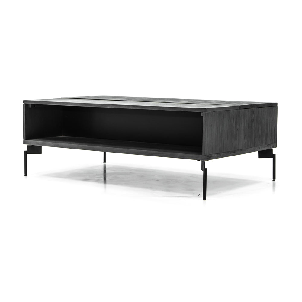 Product photograph of Libra Interiors Bronks Black Acacia Wood Storage Coffee Table from Olivia's